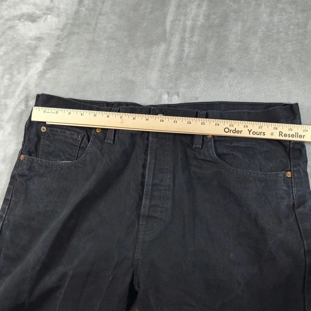 Levis 501 Jeans Mens 40x30 Black Button Fly Straight Leg Denim Skater
